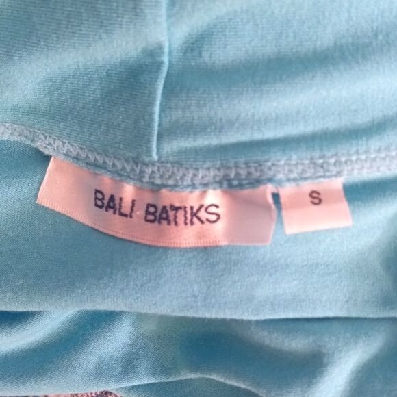 Bali Batiks Size S Cropped Cardigan Bolero Shrug Blue Open Front Top Long Sleeve - Picture 2 of 9